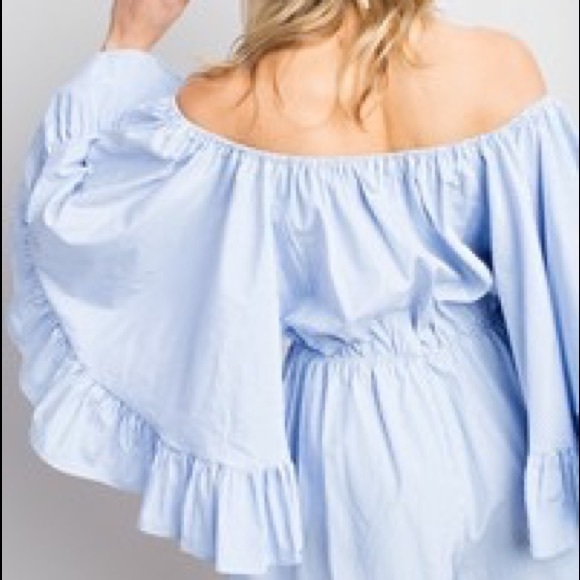 Baby Doll Romper- Lt. Blue Stripe - Picture 5 of 7